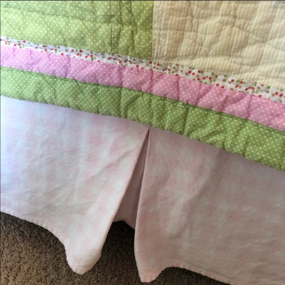 Pottery Barn Kids Full bed skirt pink n white